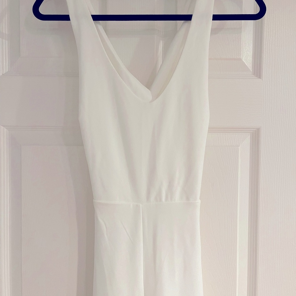 NWT White Bridal Jumpsuit - Cross Back with Pockets!